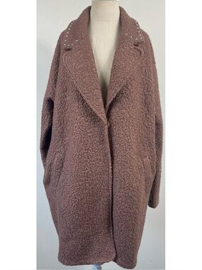 Idyllwind Brown Stud Embellished Fuzzy Long Jacket